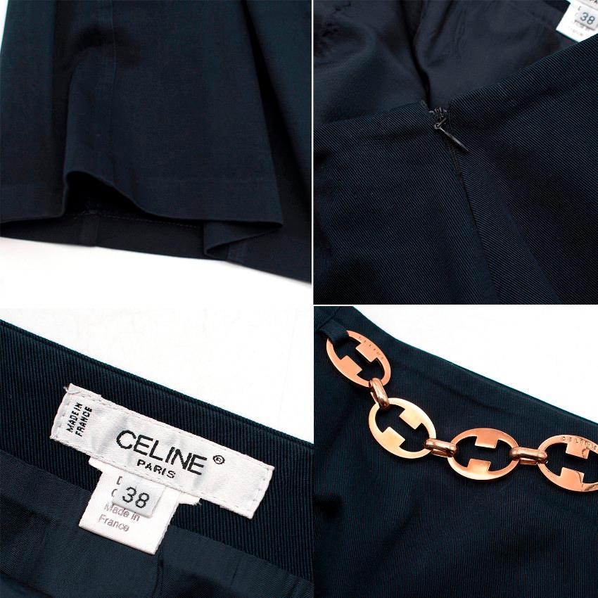Celine Navy Skirt Sit with Gold Chain Detail US 6 3