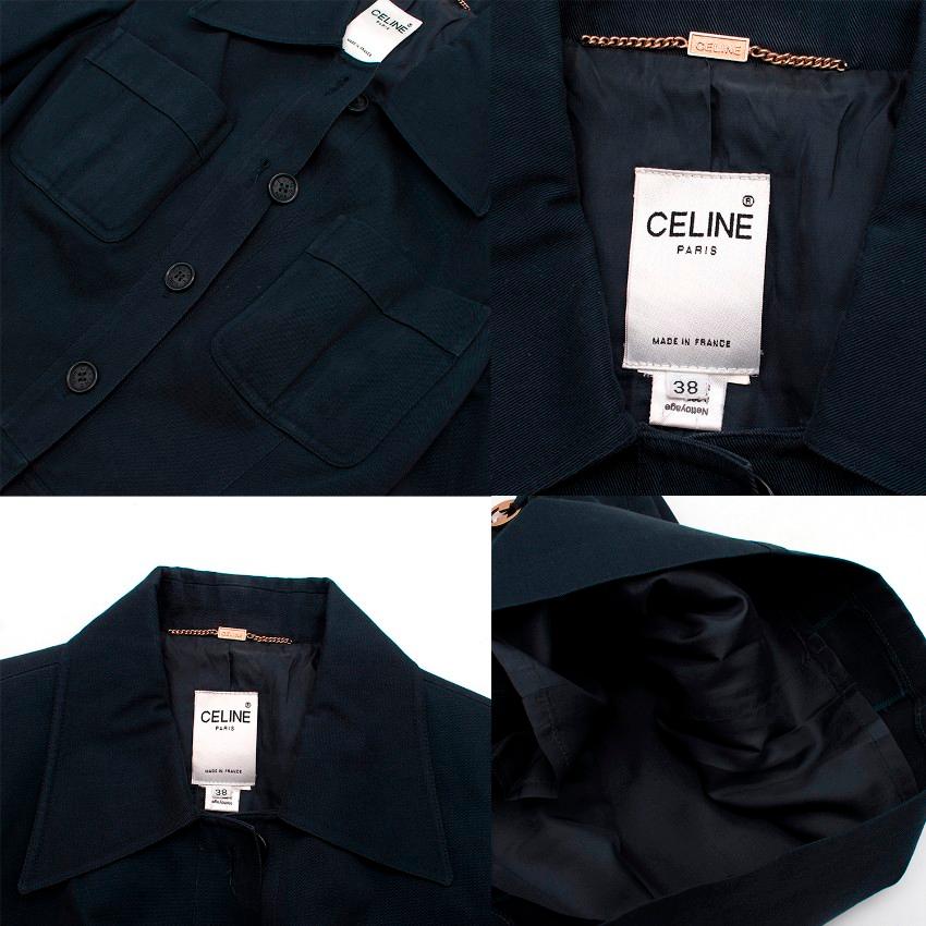 Celine Navy Skirt Sit with Gold Chain Detail US 6 4