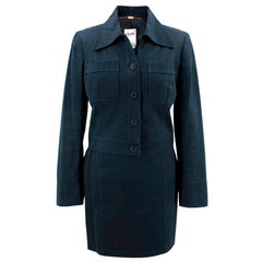 Celine Navy Skirt Sit with Gold Chain Detail US 6