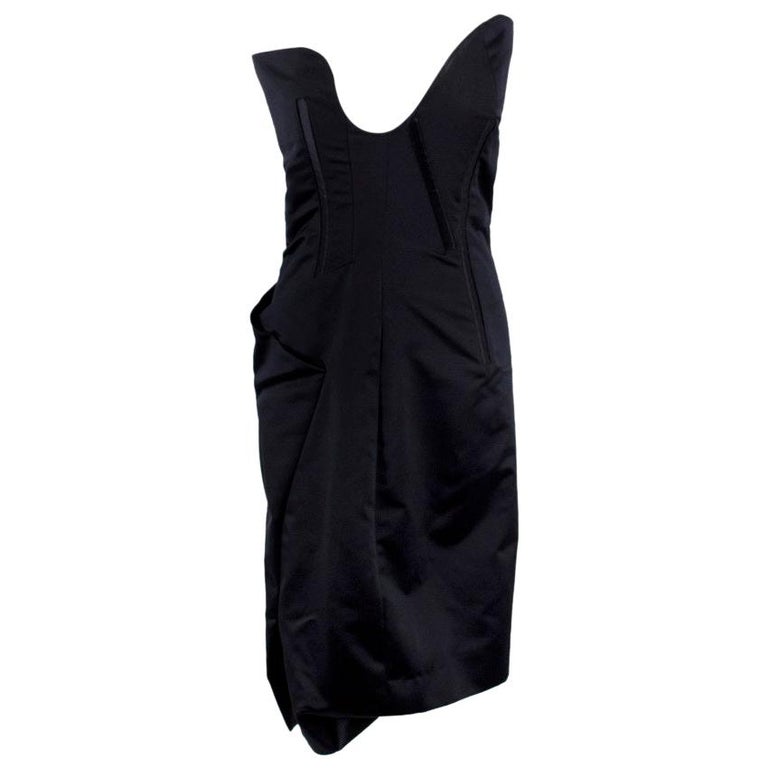 Celine Navy Strapless Silk Asymmetric Corset Dress - Size US 4 For Sale ...