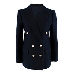 Celine by Phoebe Philo Navy Wool Faux Pearl Blazer