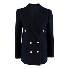  Celine by Phoebe Philo Navy Wool Faux Pearl Blazer