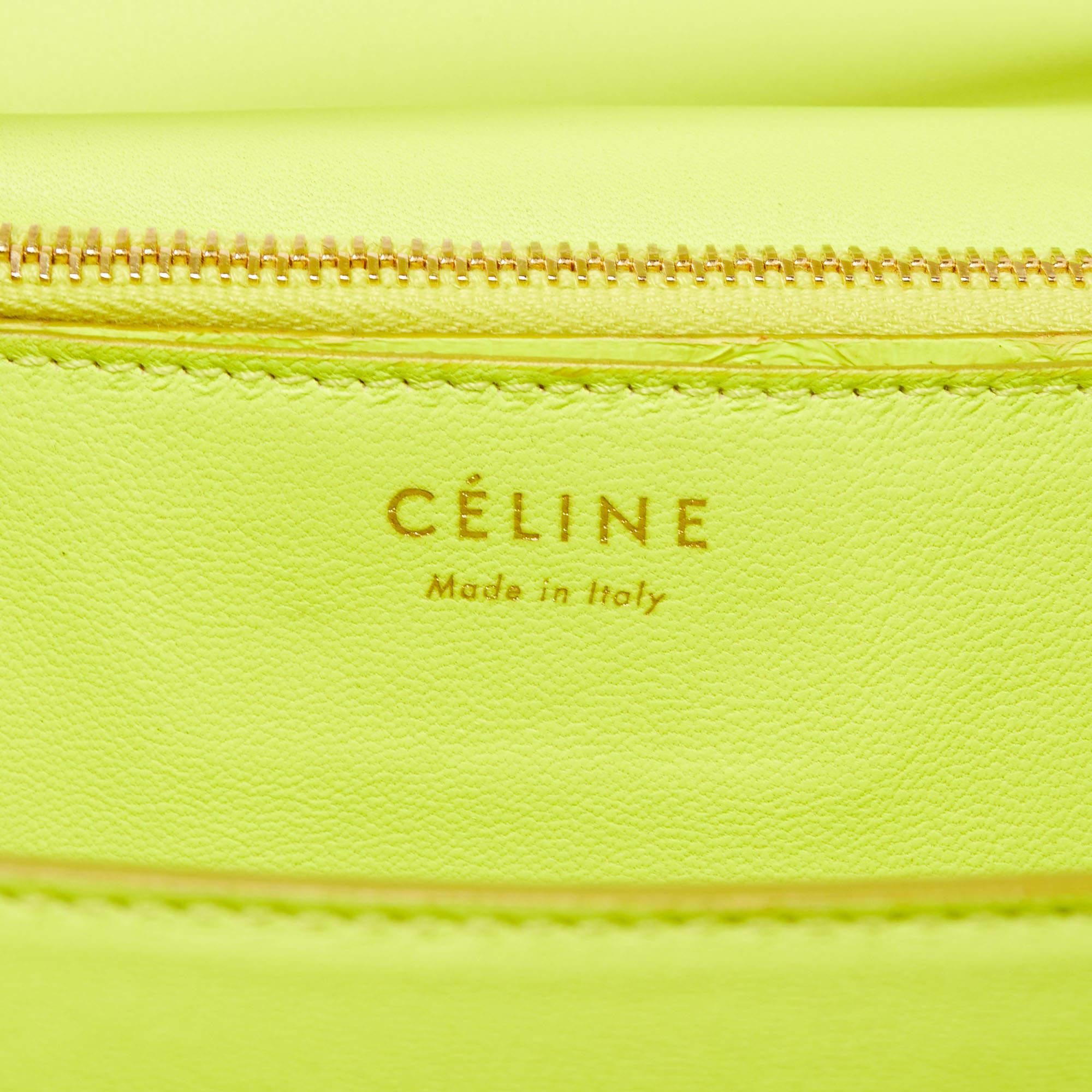 Celine Neon Green Python Medium Classic Box Shoulder Bag 7