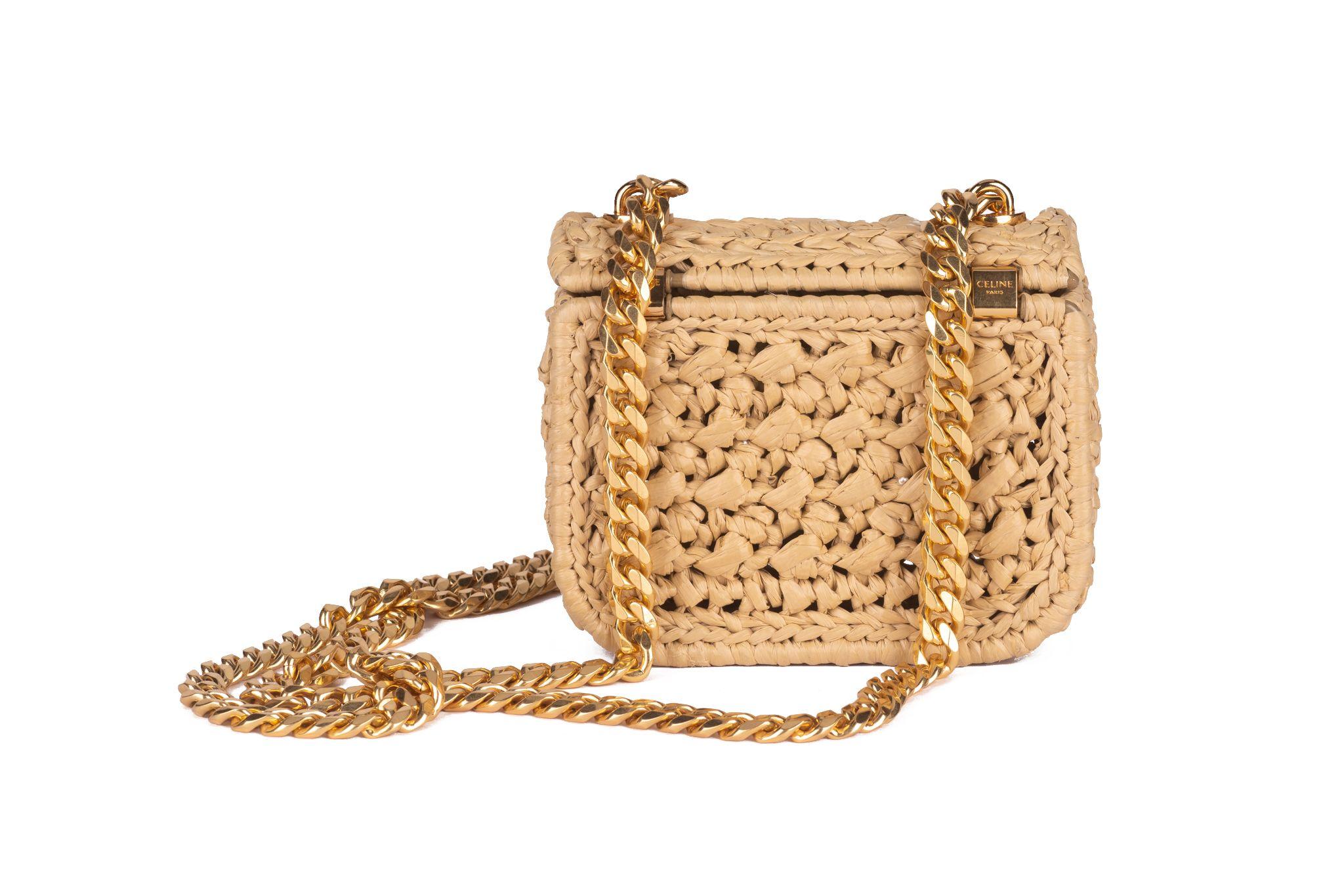 Celine New Claude Shoulder Bag in Raffia In New Condition In West Hollywood, CA