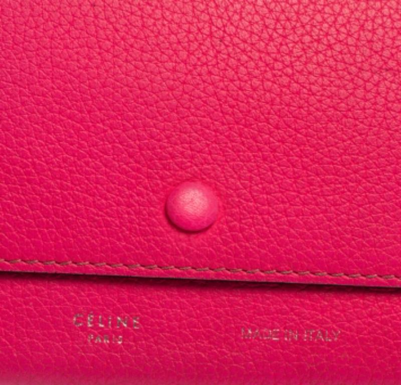 Celine Noen Pink Grained Leather Snap Flap Pouch For Sale 6