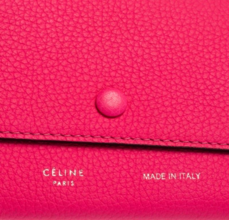 Celine Noen Pink Grained Leather Snap Flap Pouch For Sale 7