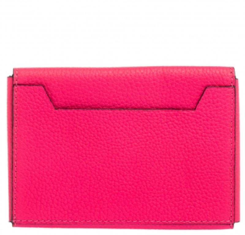 Celine Noen Pink Grained Leather Snap Flap Pouch For Sale 1