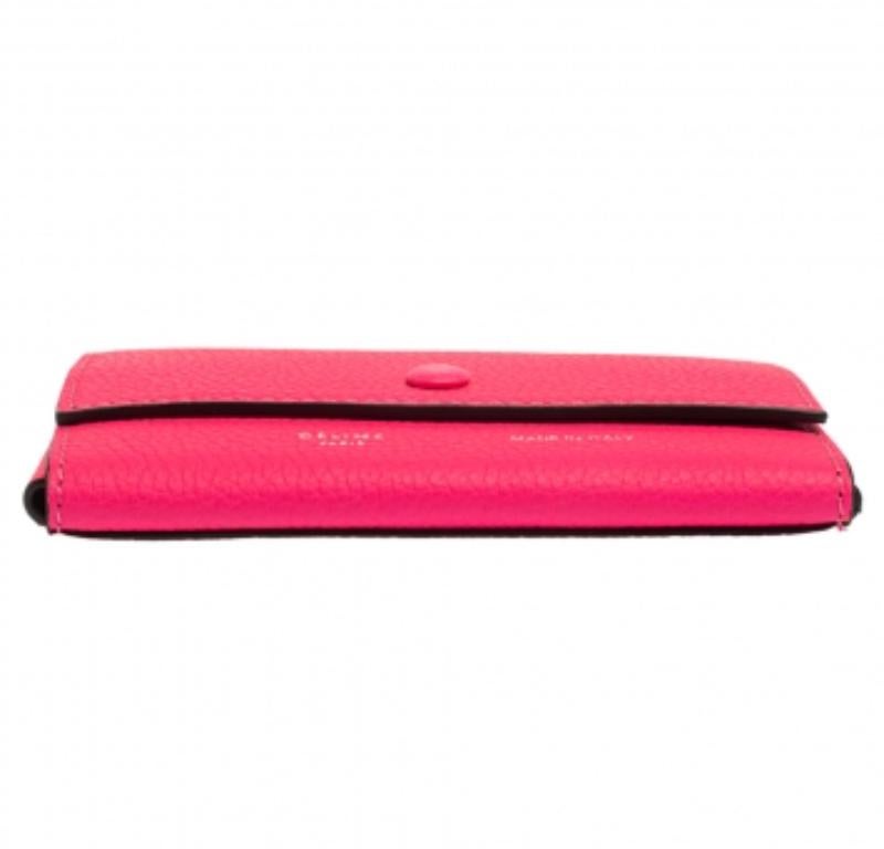 Celine Noen Pink Grained Leather Snap Flap Pouch For Sale 3