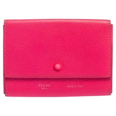 Celine Noen Pink Grained Leather Snap Flap Pouch