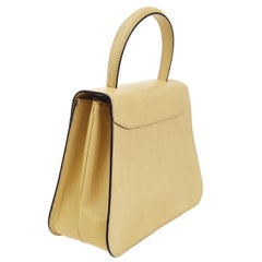 Celine Nude Tan Beige Leather Gold Top Handle Satchel Kelly Evening Flap Bag