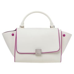 Celine Off White/Fuchsia Leather Small Trapeze Bag