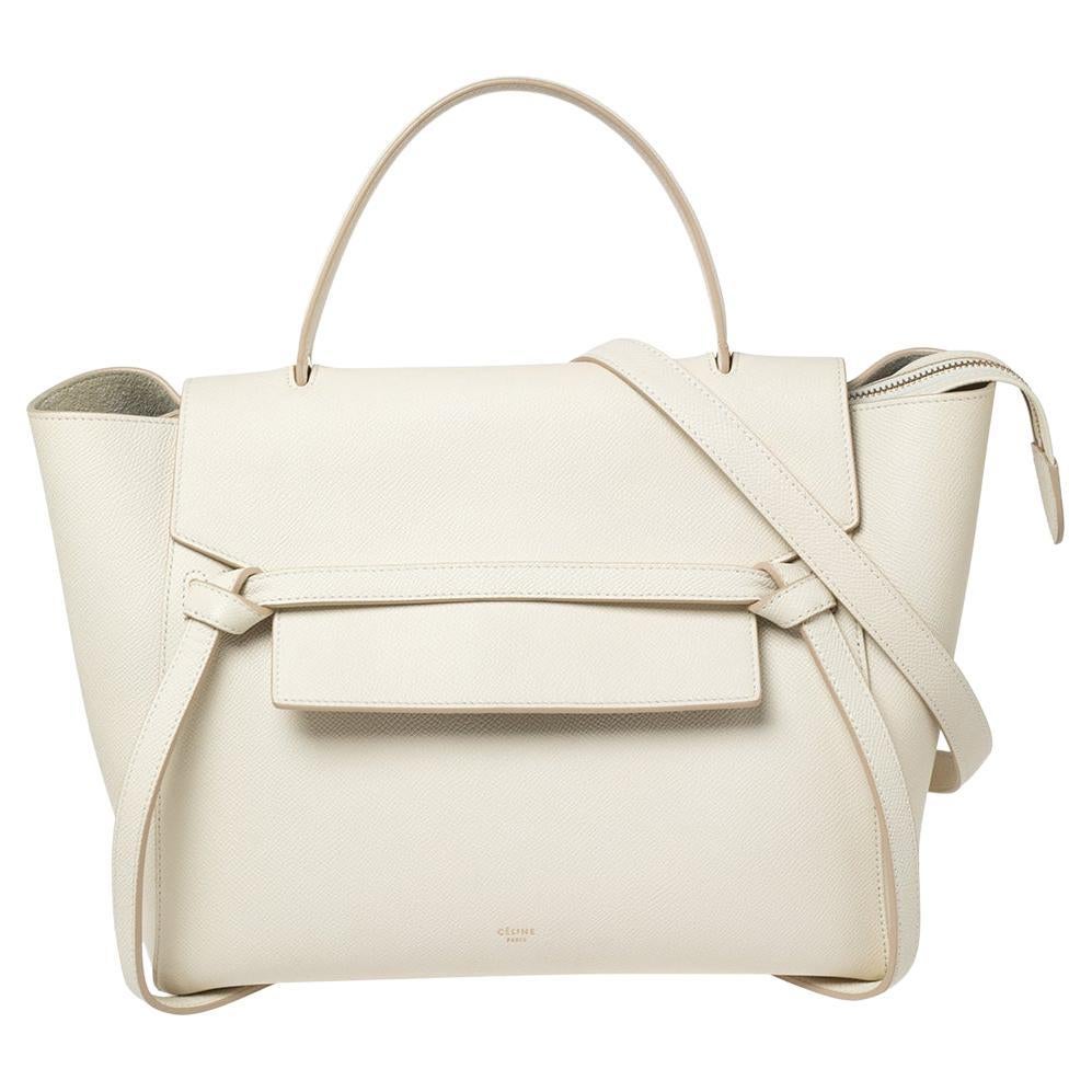 Celine Off White Leather Mini Belt Top Handle Bag