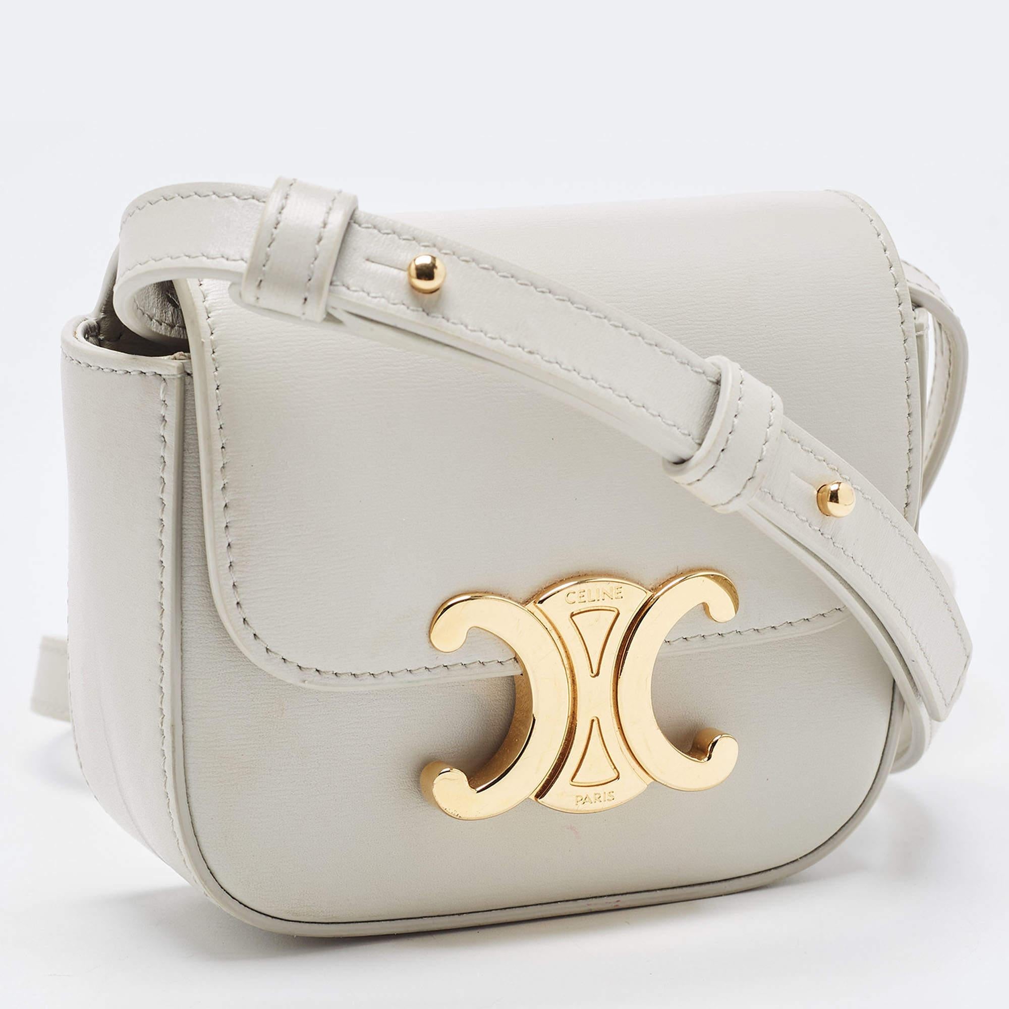 Women's Celine Off-White Leather Mini Claude Shoulder Bag