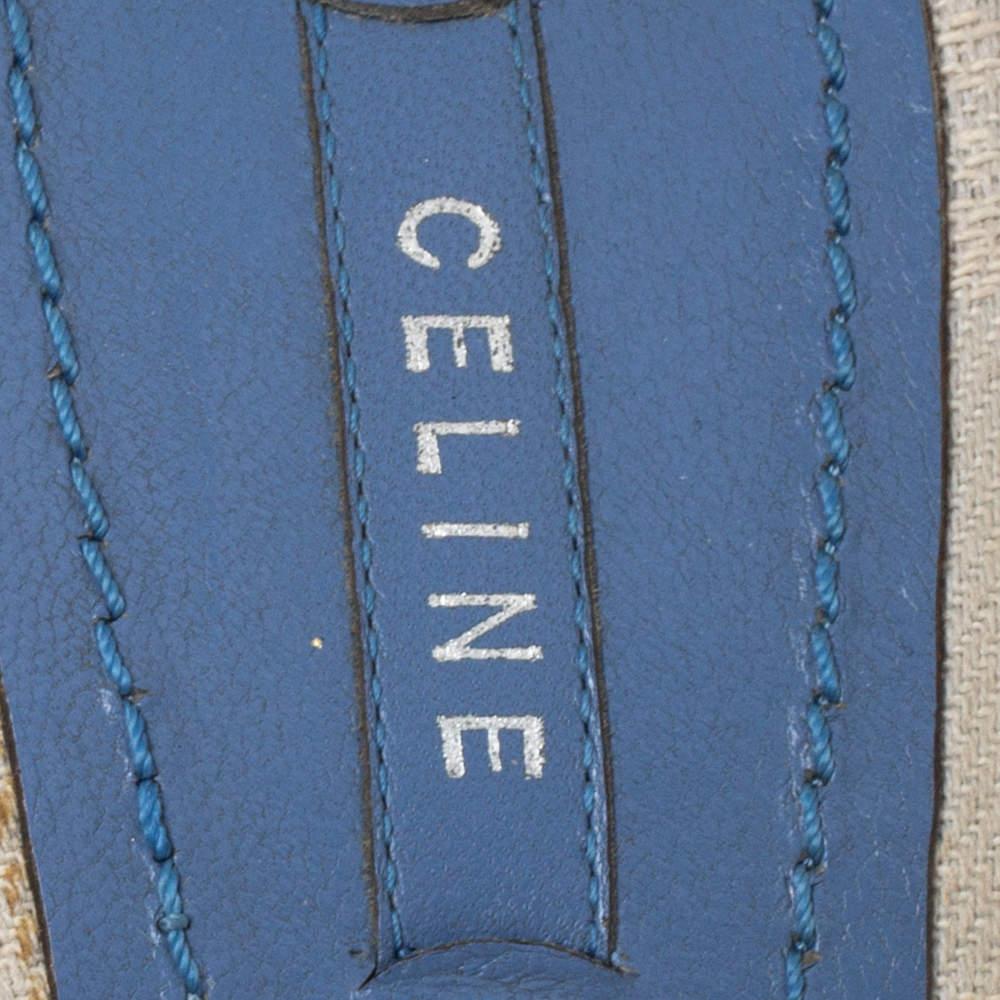 Celine Off-white/Yellow Macadam Canvas And Patent Trim Slide Sandals Size 40 2