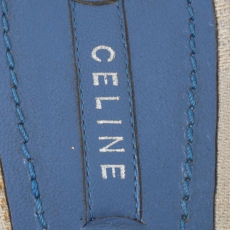 Celine Off-white/Yellow Macadam Canvas And Patent Trim Slide Sandals Size 40 in vendita 2
