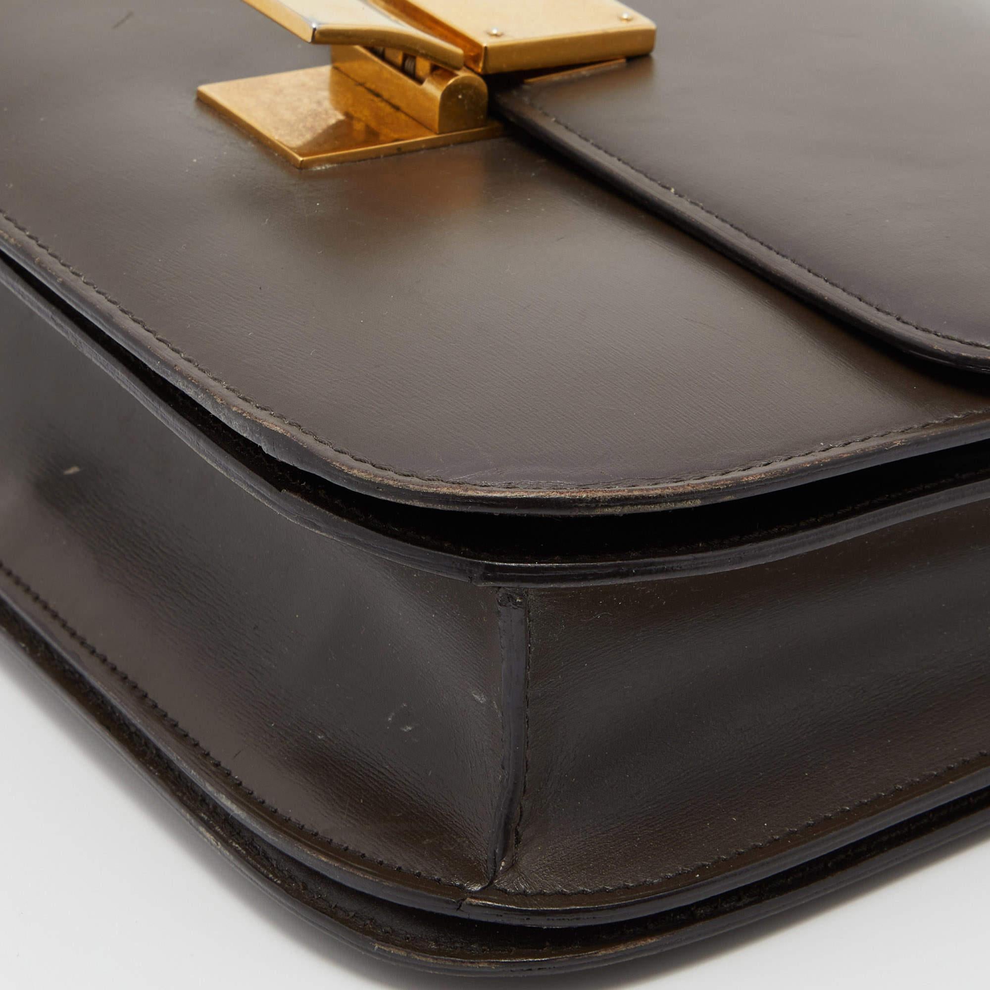Celine Olive Green Leather Medium Classic Box Shoulder Bag 6
