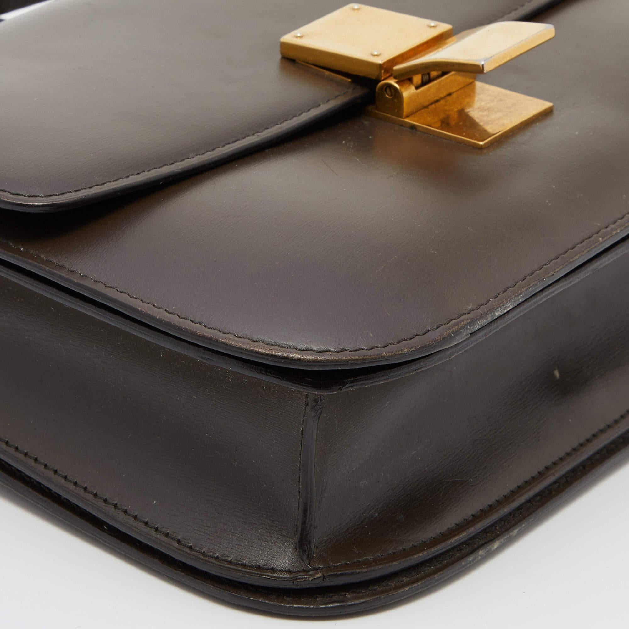 Celine Olive Green Leather Medium Classic Box Shoulder Bag 8