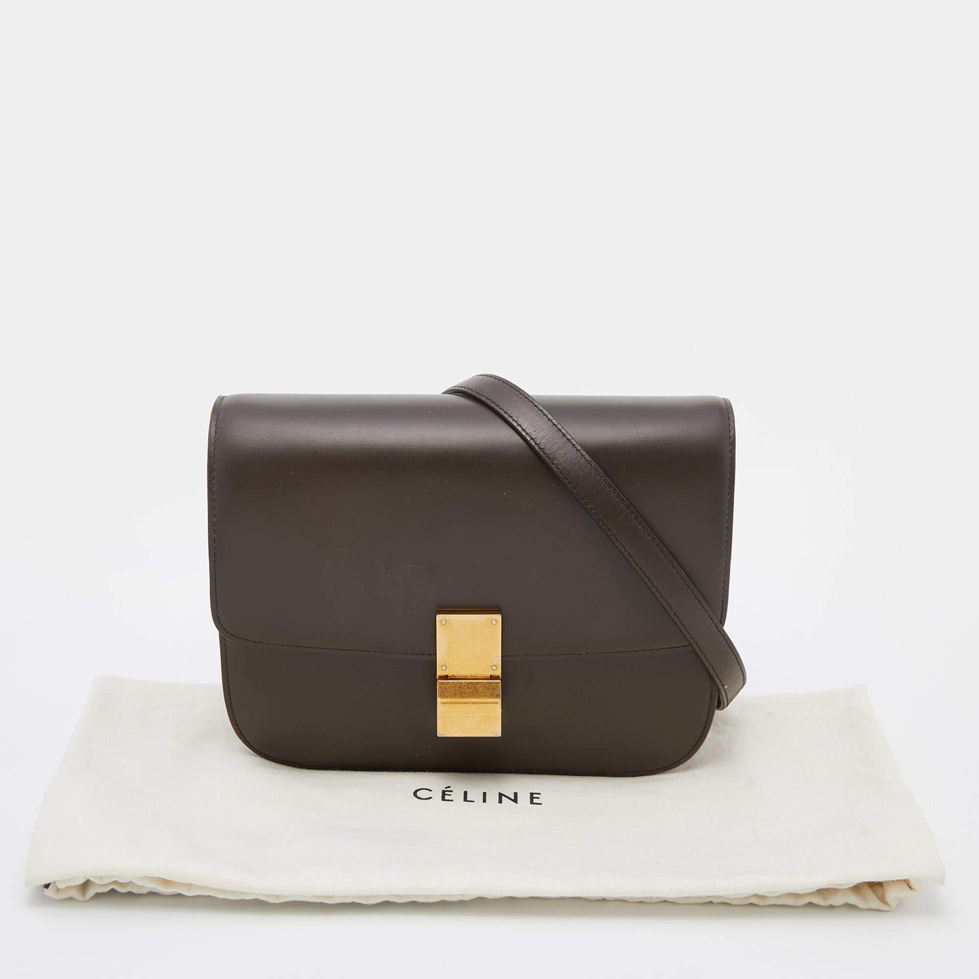 Celine Olive Green Leather Medium Classic Box Shoulder Bag 9
