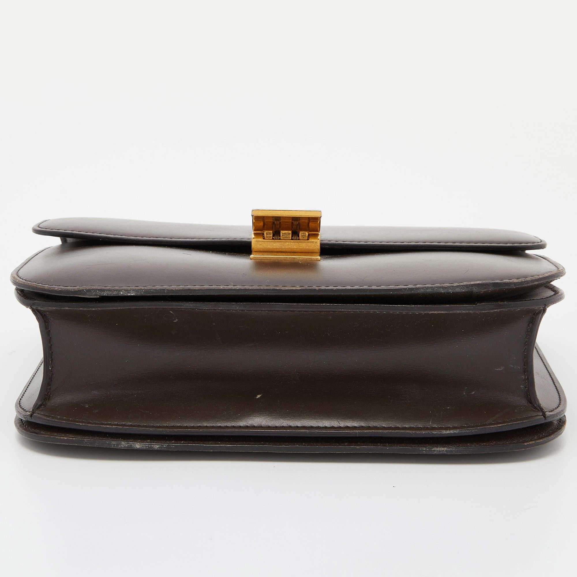 Celine Olive Green Leather Medium Classic Box Shoulder Bag 1