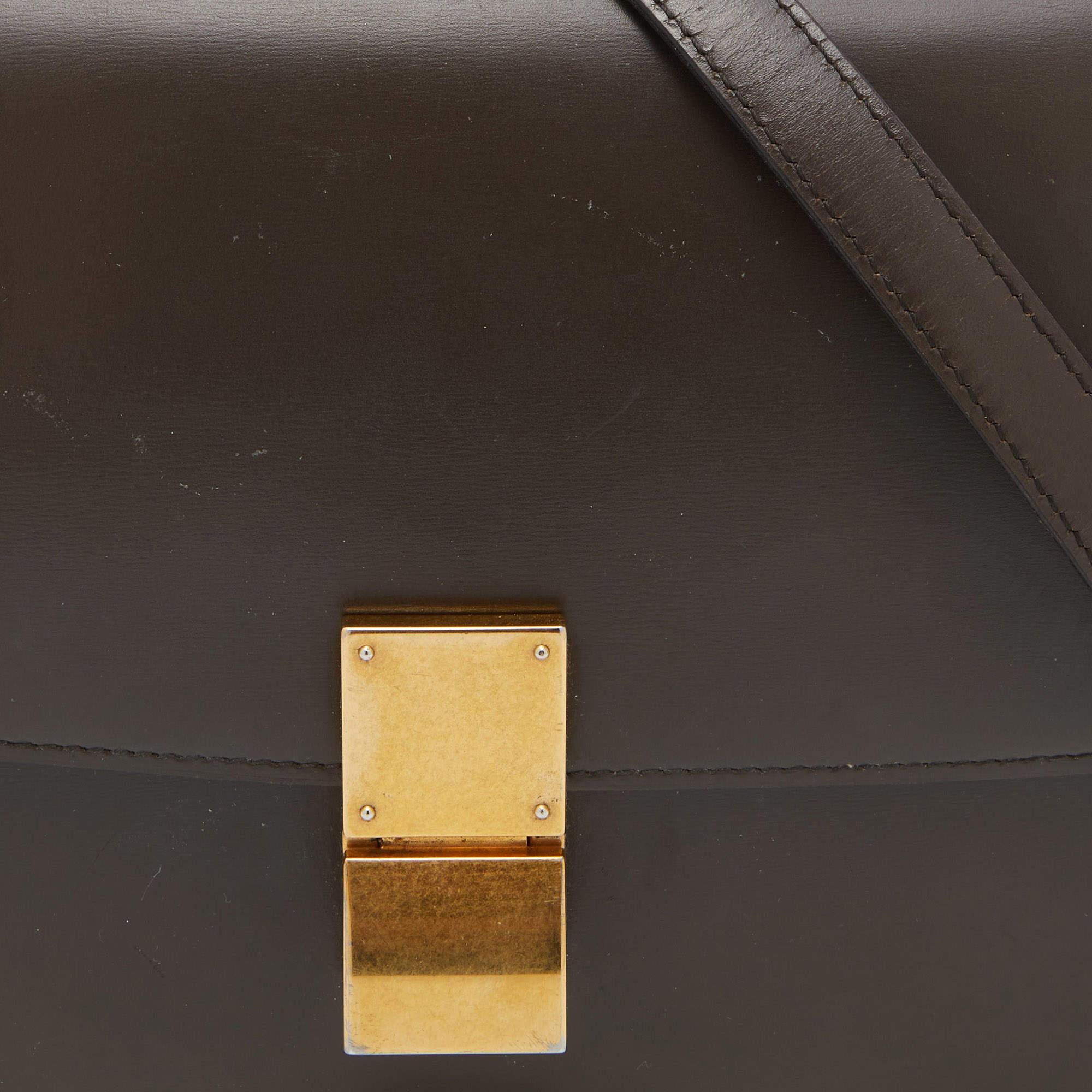 Celine Olive Green Leather Medium Classic Box Shoulder Bag 2