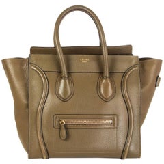 CELINE olive green leather MINI LUGGAGE TOTE Bag