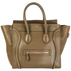 CELINE olive green leather MINI LUGGAGE TOTE Bag