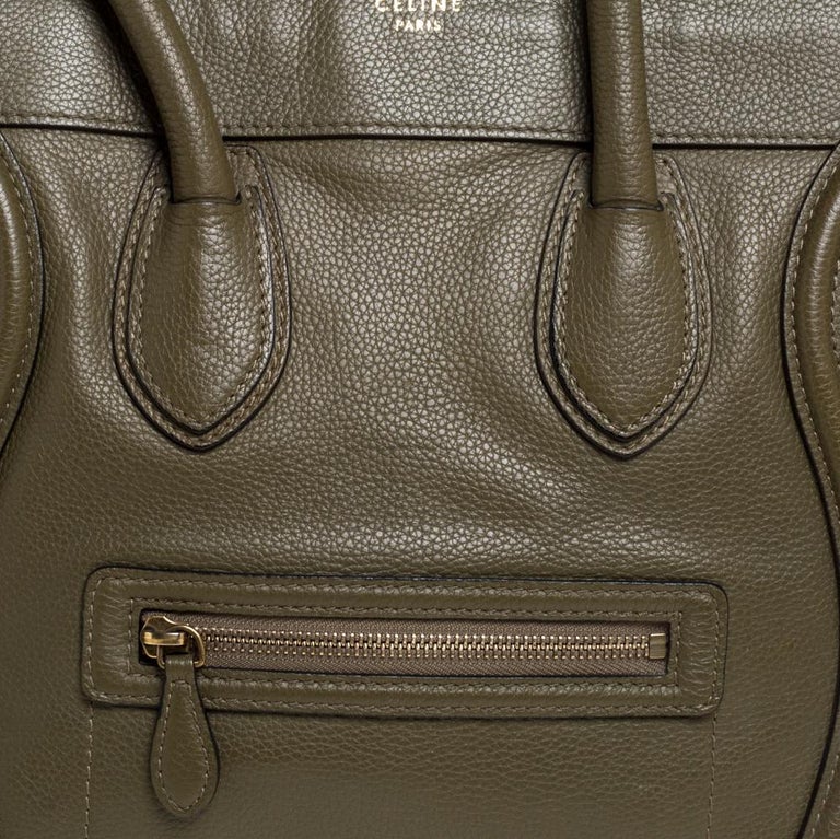 Celine Olive Green Leather Mini Luggage Tote at 1stDibs celine olive