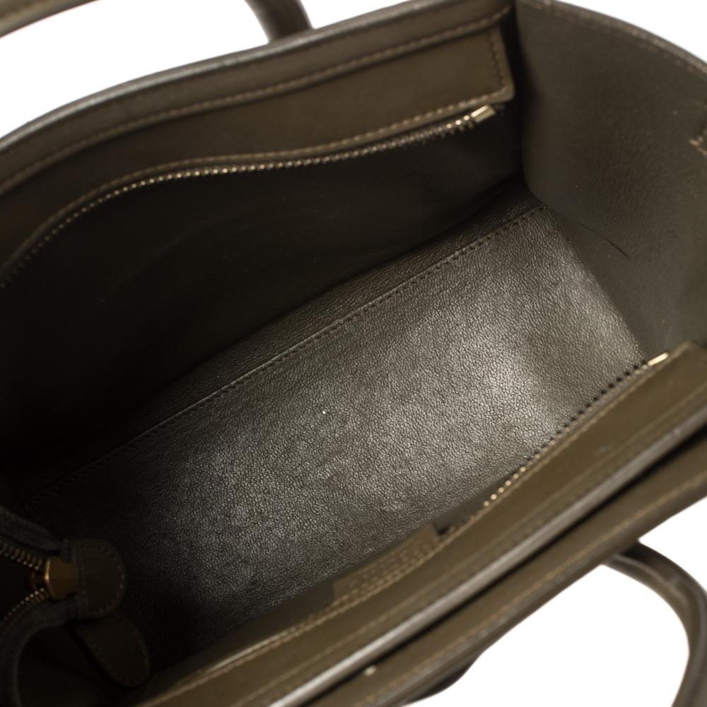 Céline Olive Green Leather Nano Luggage Tote 3