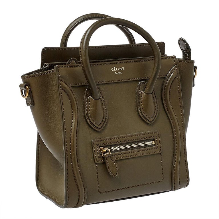 Celine Olive Green Leather Nano Luggage Tote at 1stDibs celine nano