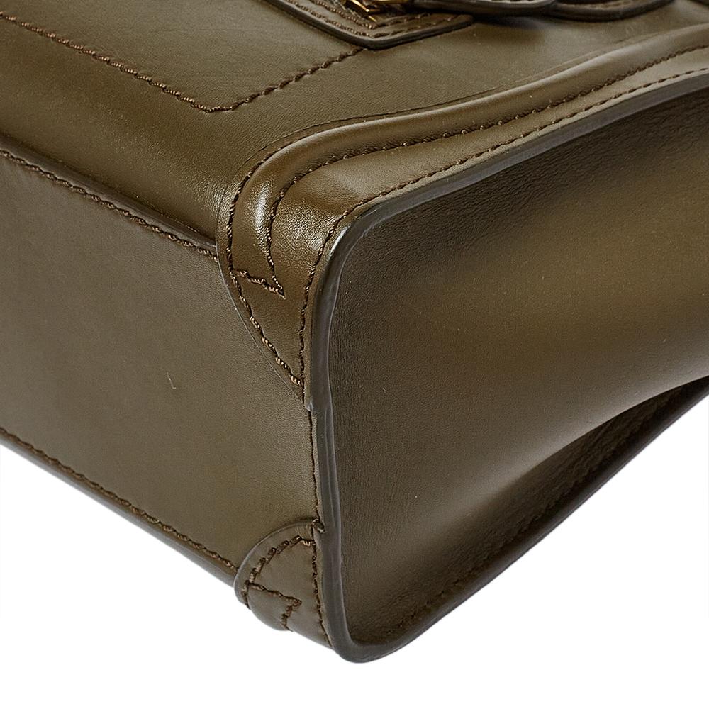 Celine Olive Grün Leder Nano Gepäck Tasche 2