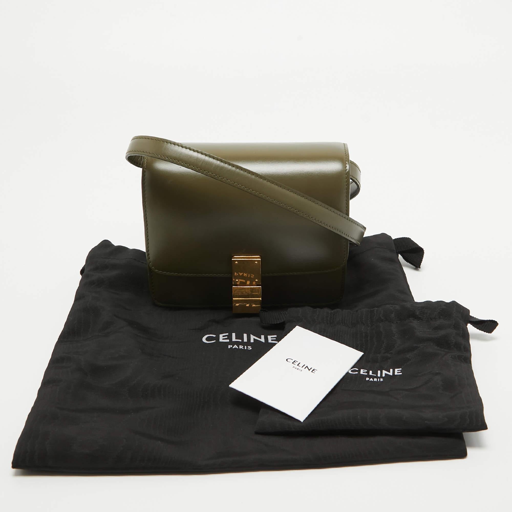 Celine Olive Green Leather Small Classic Box Flap Bag 10