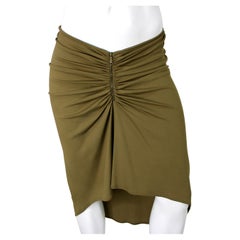 Celine Olive Green Ruched Zip Asymmetrical Skirt