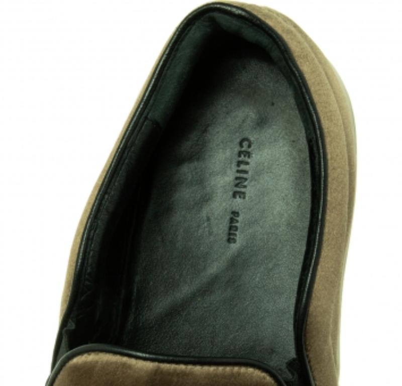 Celine Olive Green Satin Slip On Sneakers Size 39 In Good Condition For Sale In Dubai, Al Qouz 2