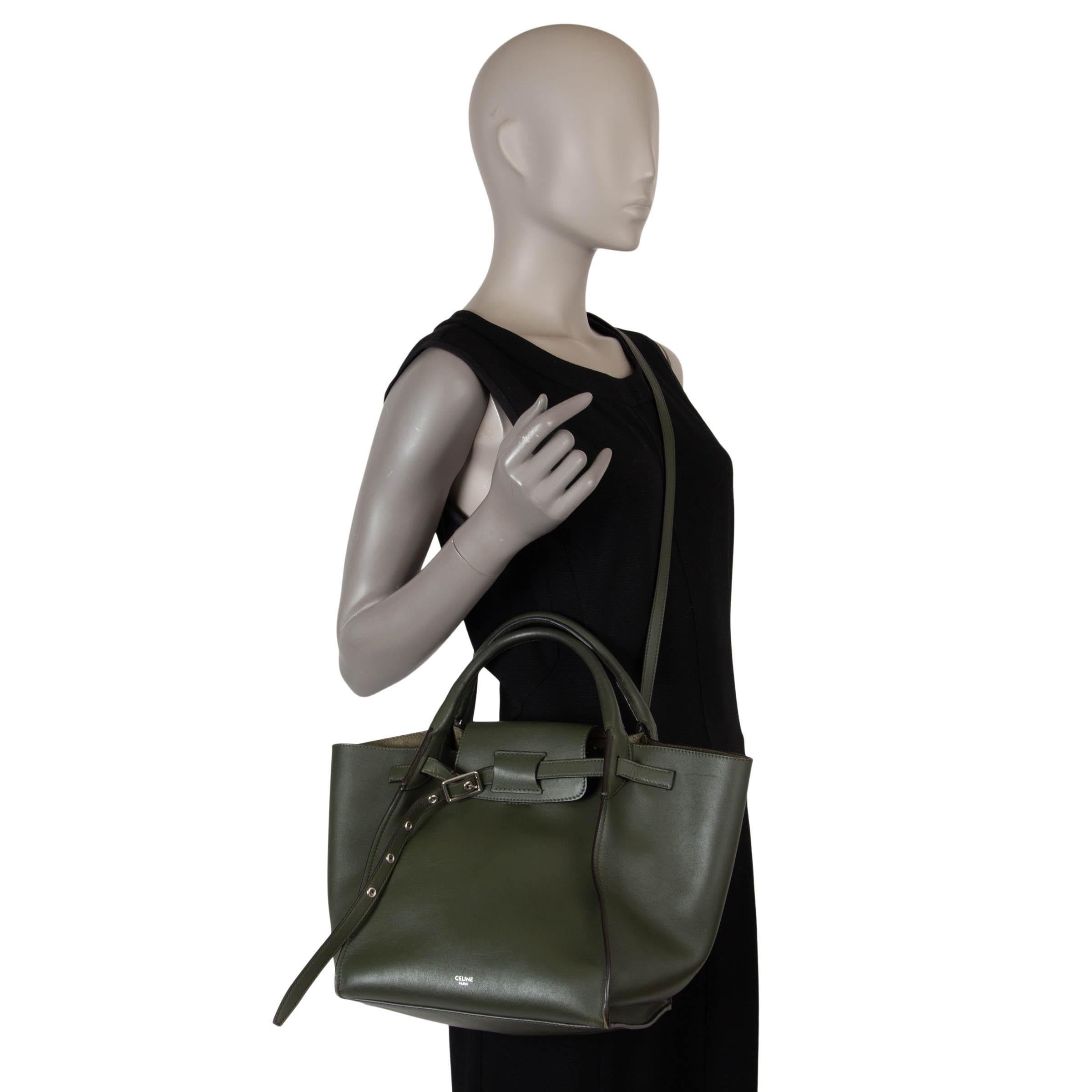 CELINE olive green smooth leather BIG BAG MEDIUM Tote Bag For Sale 1