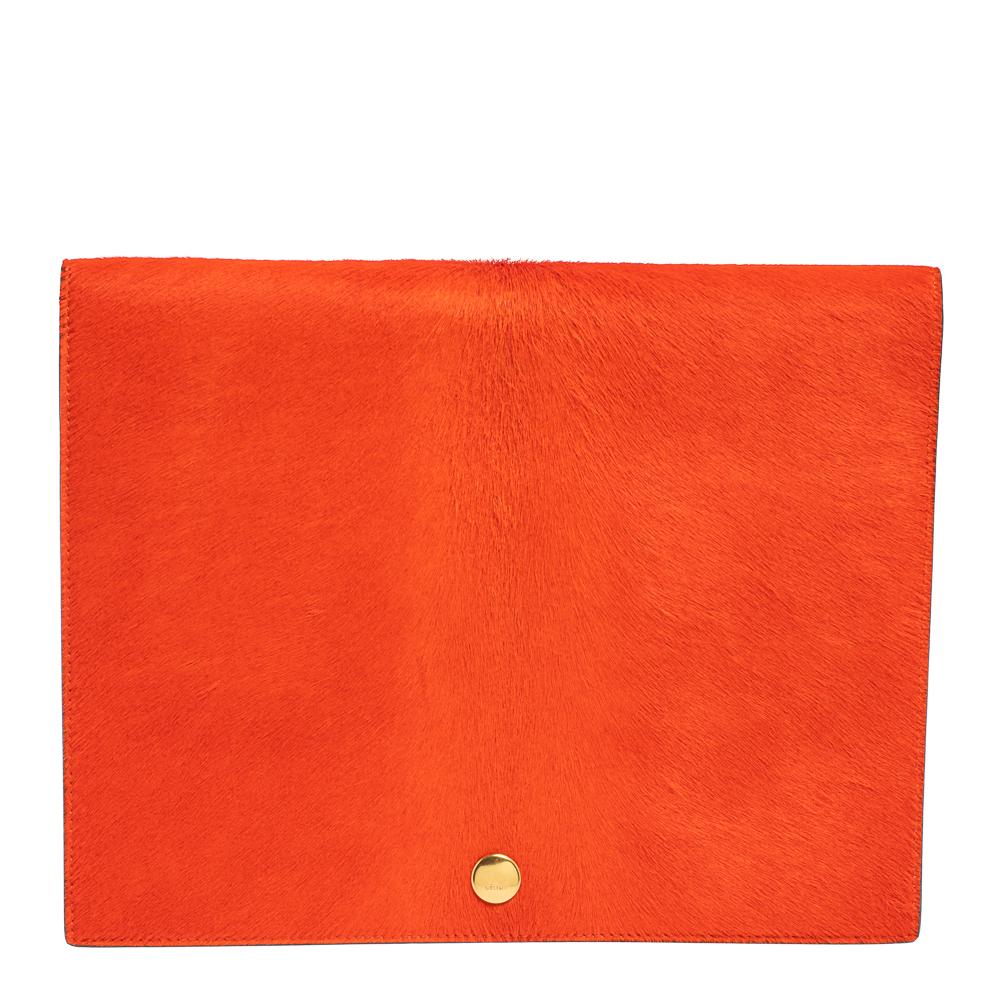Celine Red Leather Folded Clutch Bag at 1stDibs