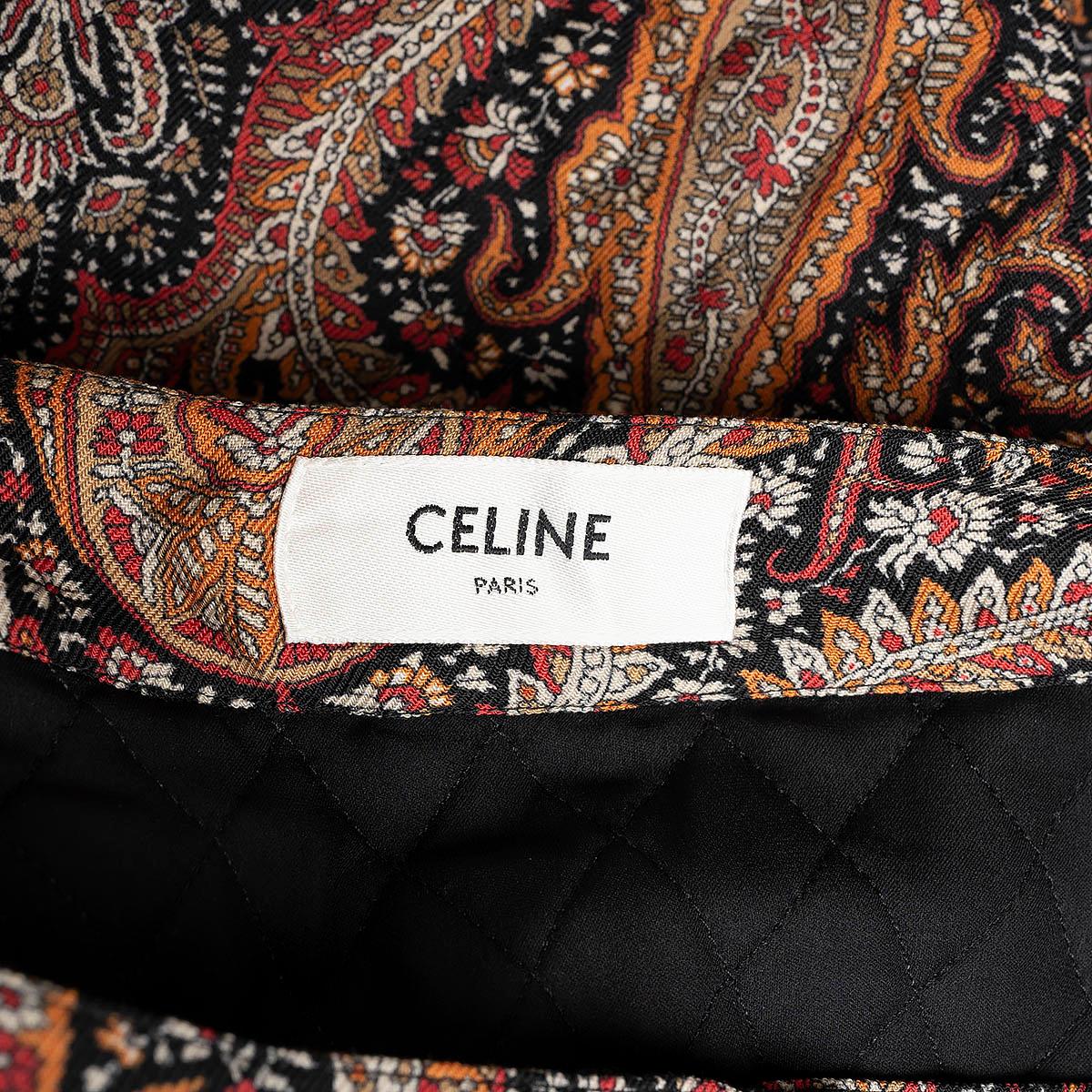 CELINE orange & black wool 2020 PAISLEY QULTED Maxi Skirt 38 S 1