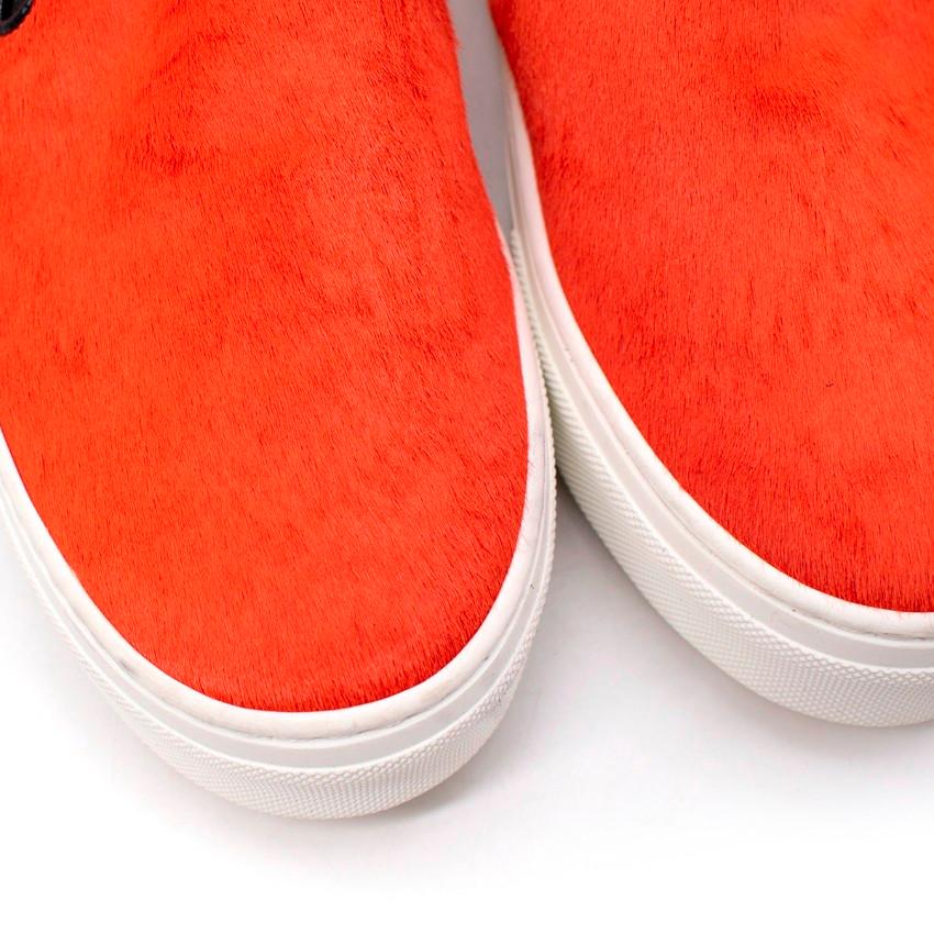 Red Celine Orange Calf Hair Slip-On Sneakers - US 7 For Sale