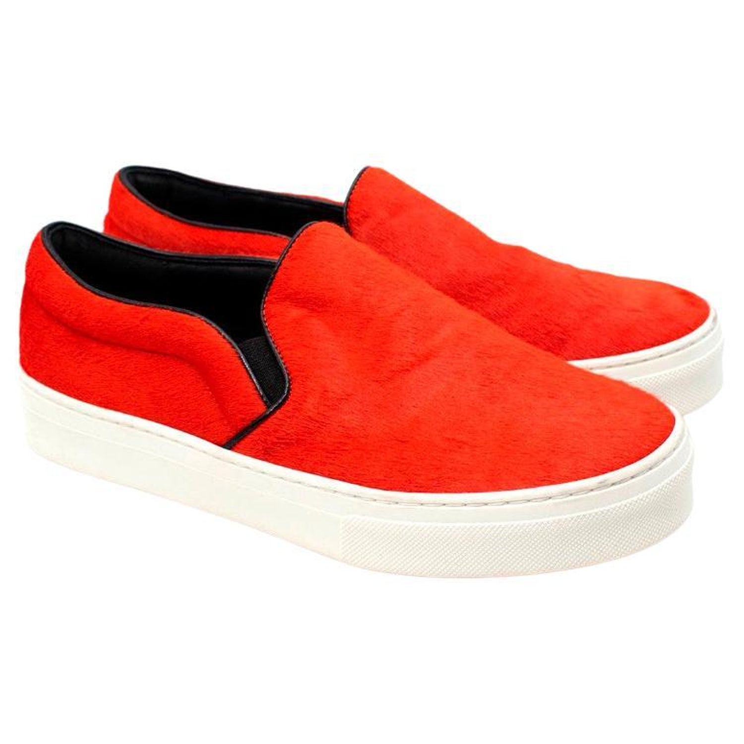 Celine Orange Calf Hair Slip-On Sneakers - US 7 For Sale at 1stDibs