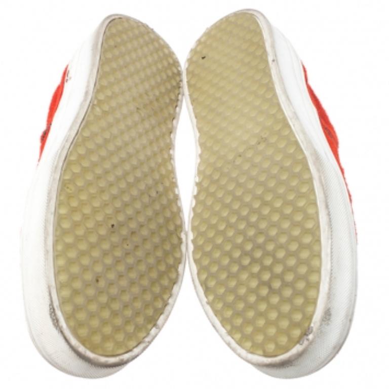 Celine Orange Calfhair Slip On Sneakers Size 38 Rojo en venta