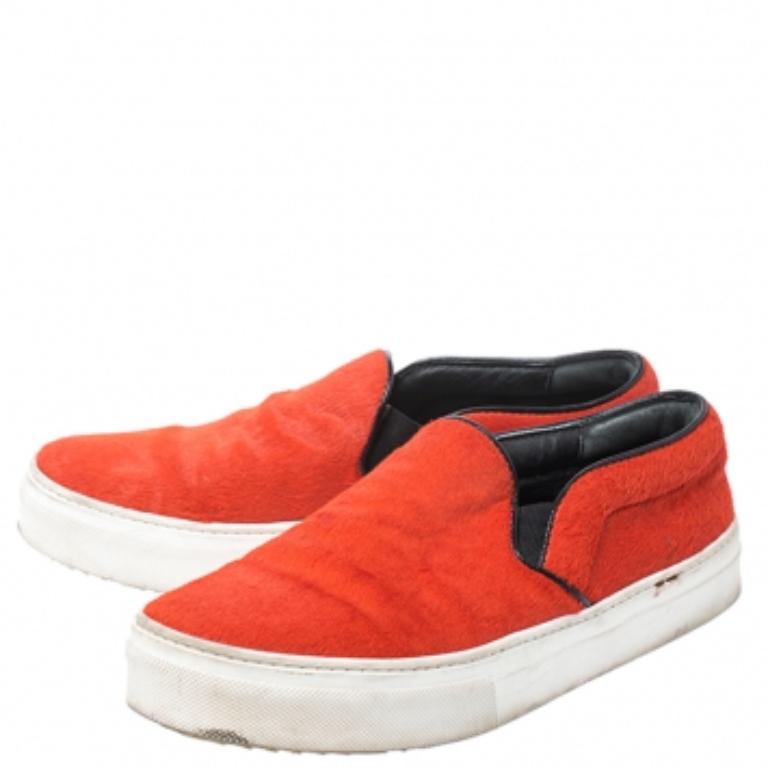 Celine Orange Calfhair Slip On Sneakers Size 38 en venta 3