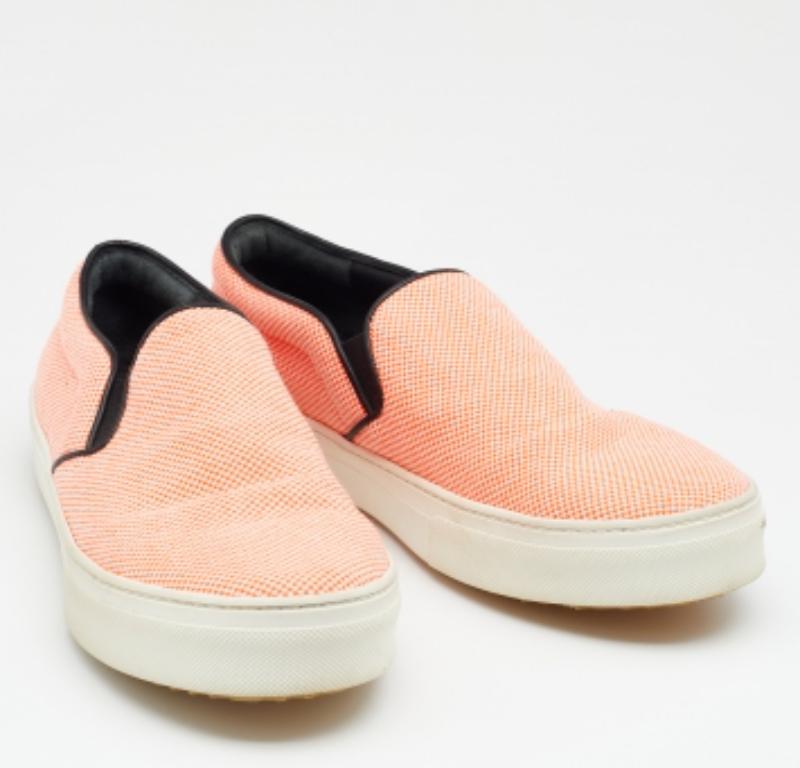 Celine Orange Canvas Slip On Sneakers Size 38 In Good Condition For Sale In Dubai, Al Qouz 2
