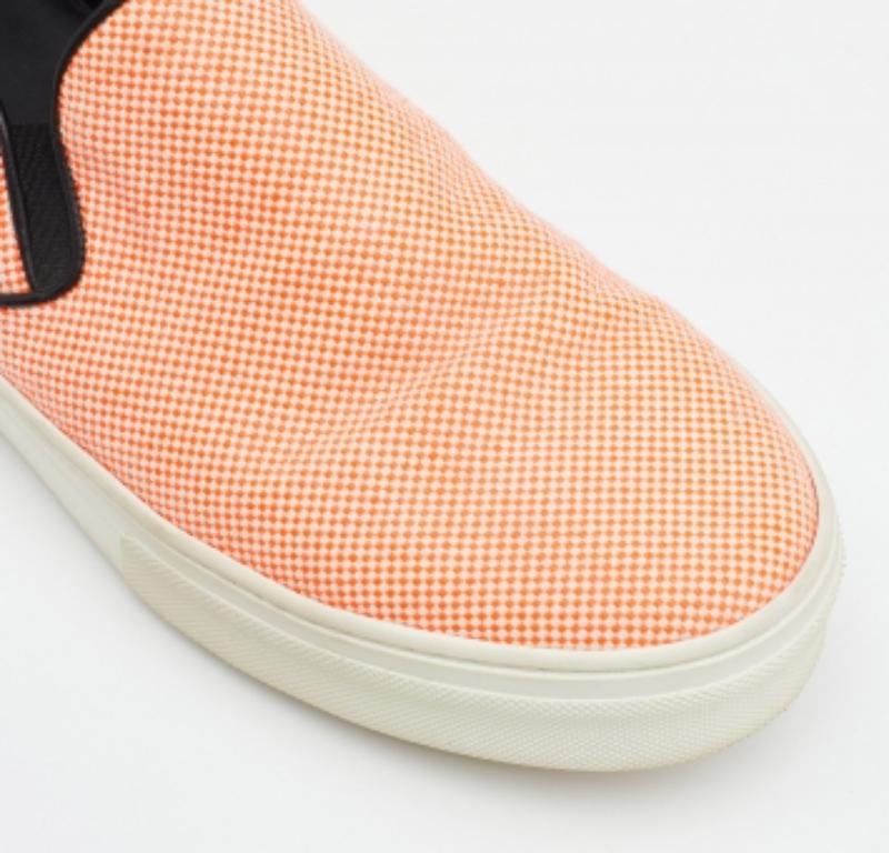 Women's Celine Orange Canvas Slip On Sneakers Size 38 For Sale