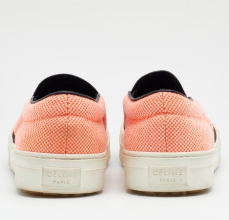 Celine Orange Canvas Slip On Sneakers Size 38 For Sale 1