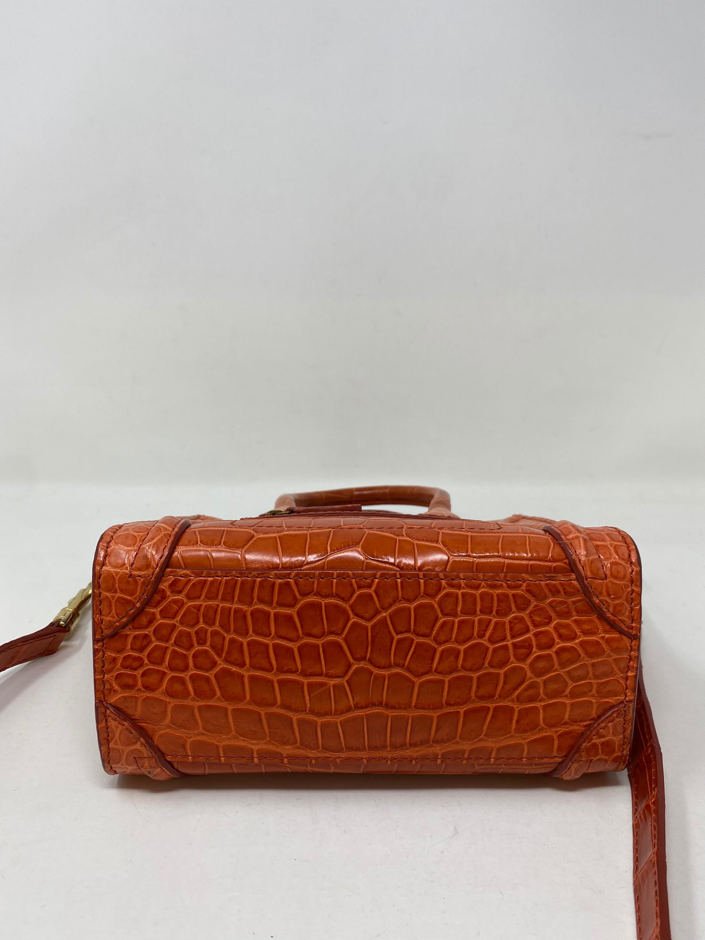 Céline Orange Crocodile Nano Bag  4