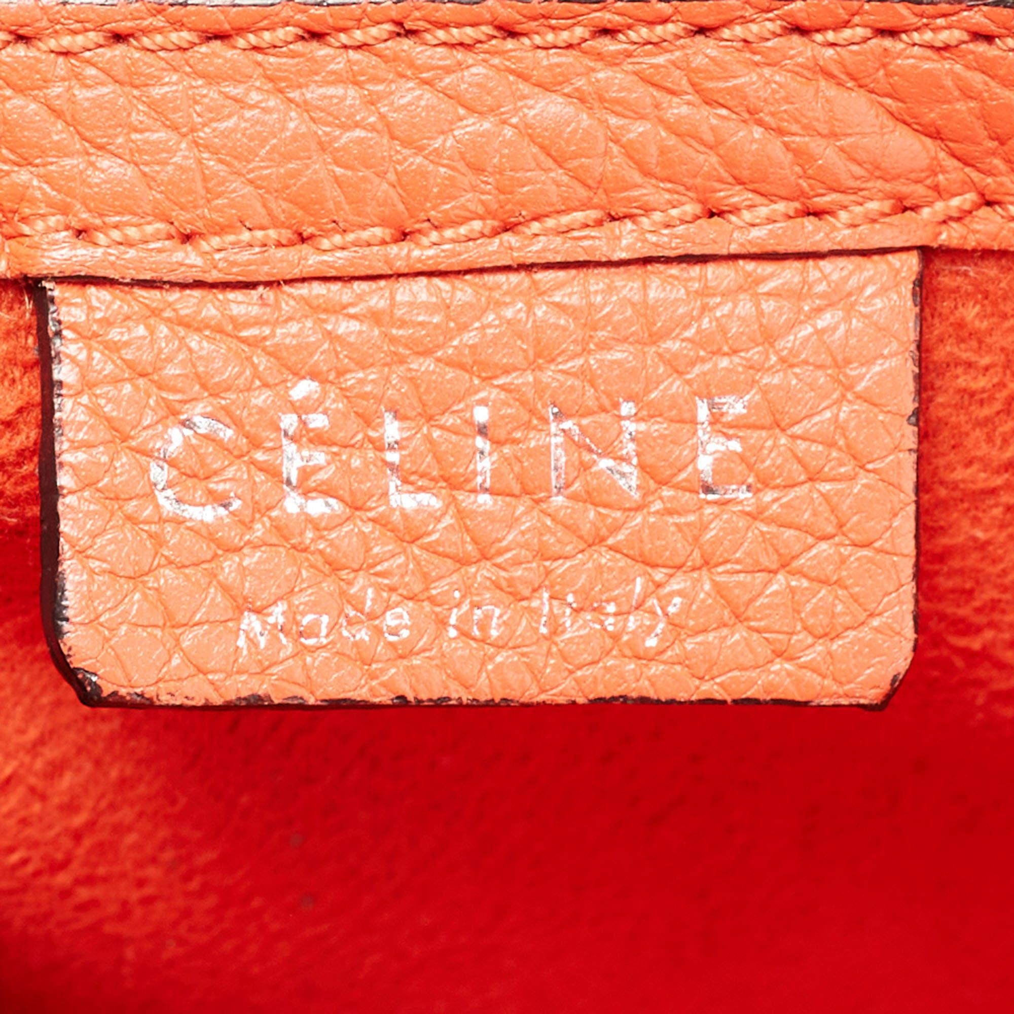 Céline Orange Grained Leather Nano Luggage Tote 9