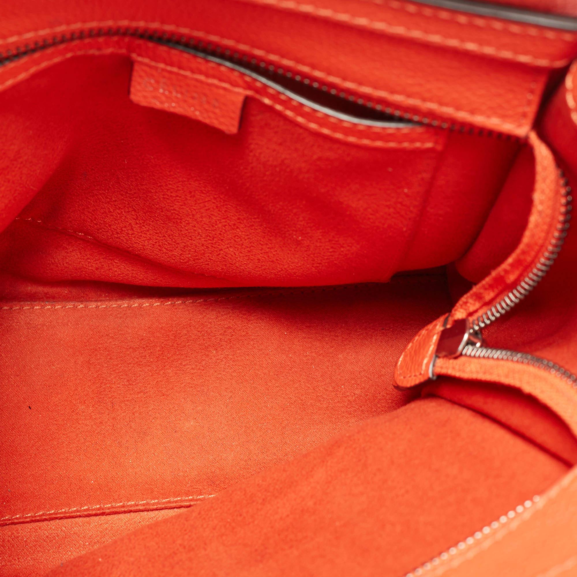 Céline Orange Grained Leather Nano Luggage Tote 2