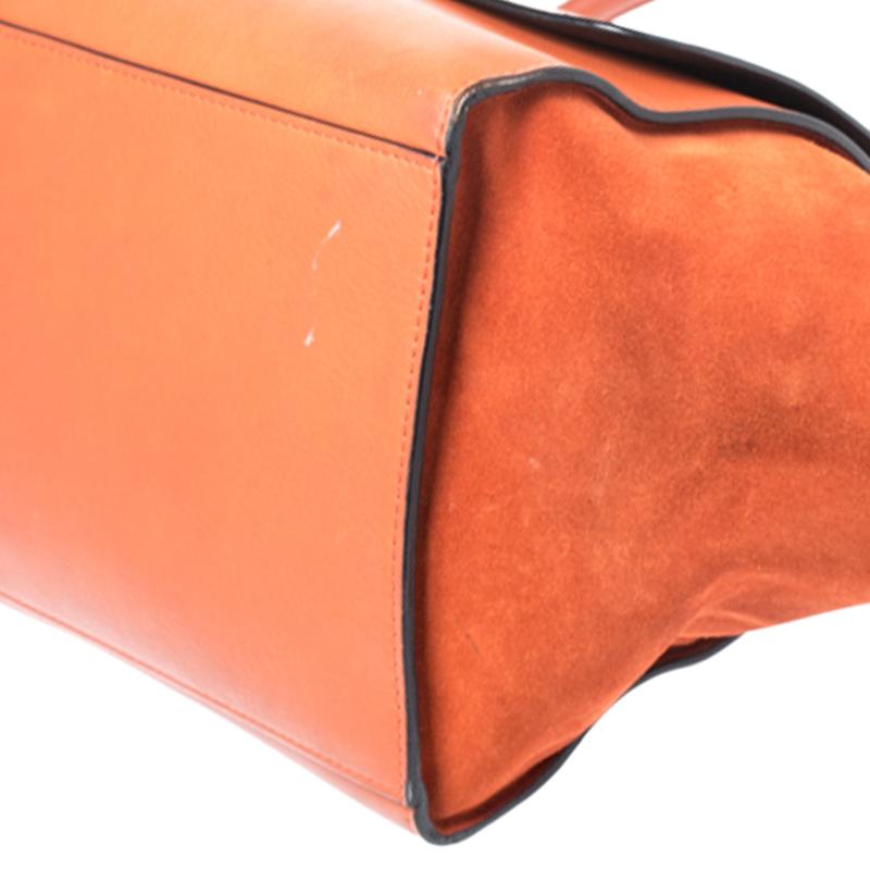 Celine Orange Leather and Suede Large Trapeze Bag 2