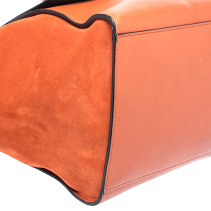 Celine Orange Leather and Suede Large Trapeze Bag 3