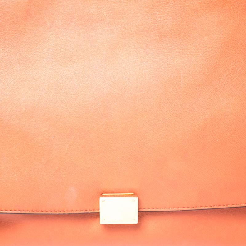 Celine Orange Leather and Suede Large Trapeze Bag 4