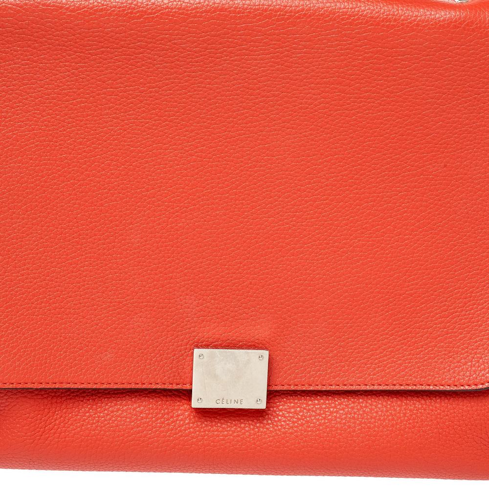 Celine Orange Leather and Suede Medium Trapeze Bag 4